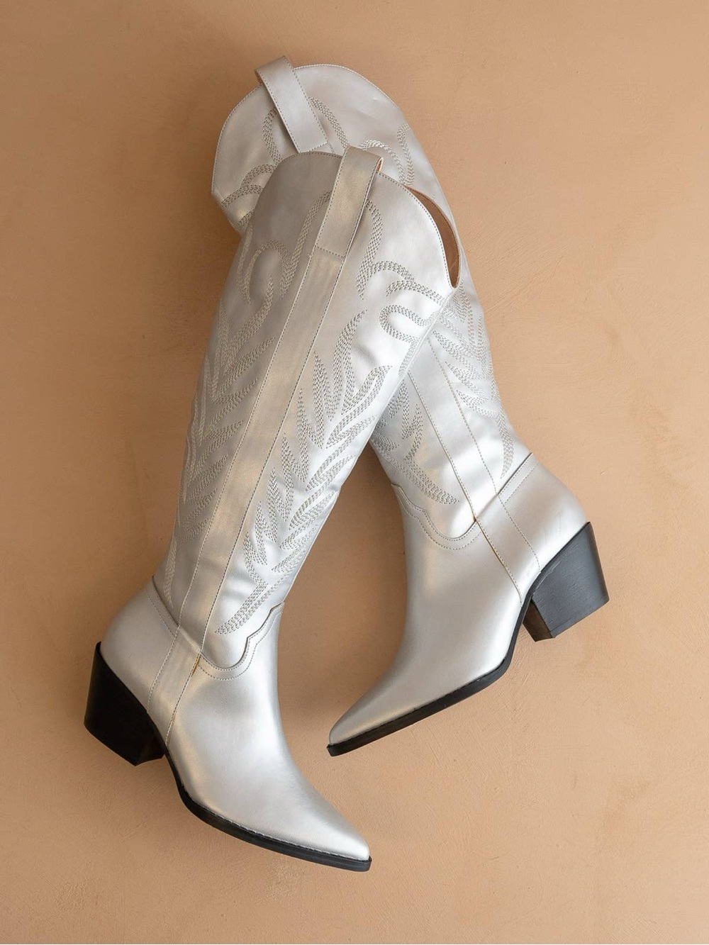 Women's Silver Western Knee-High Boots - Picture 2 of 2